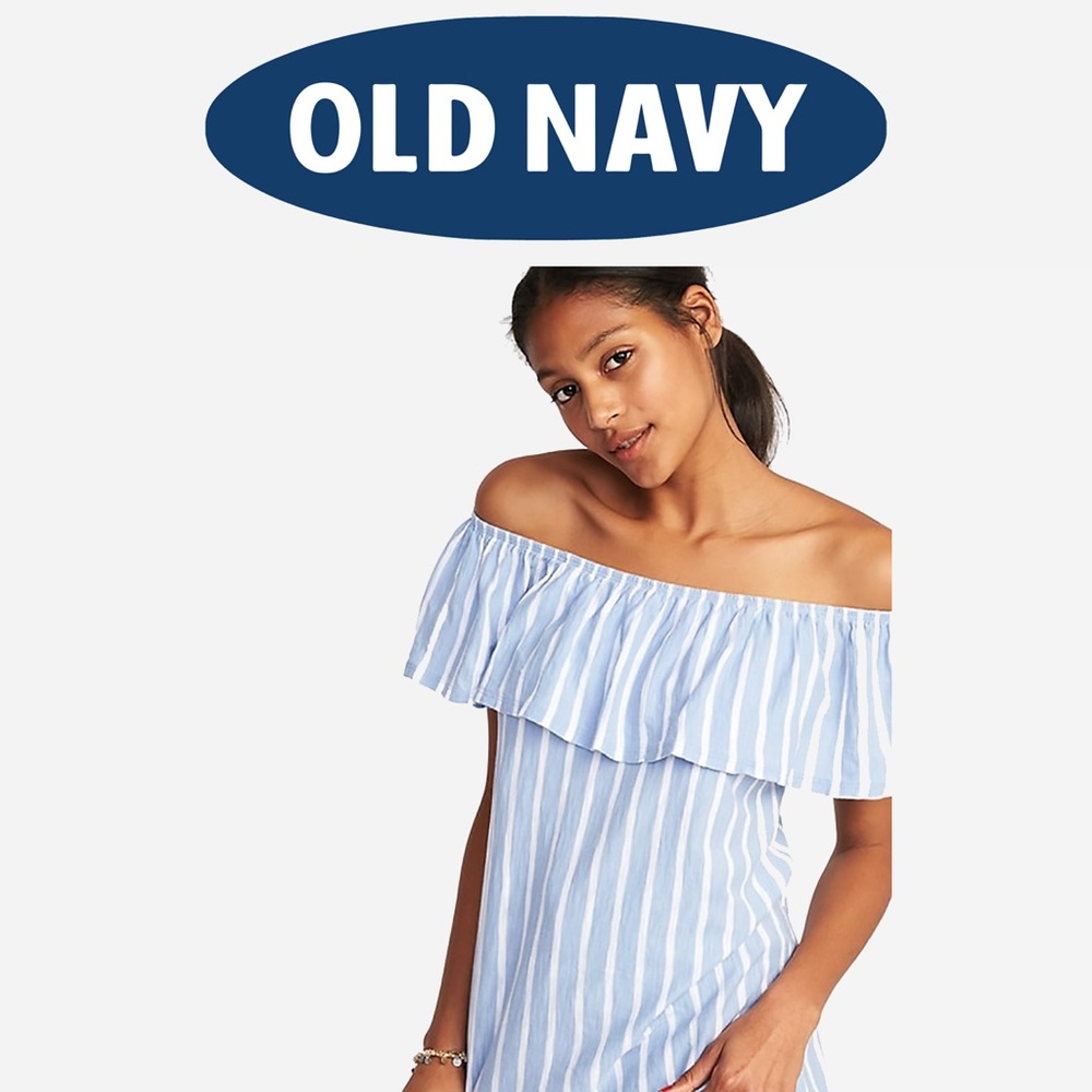 Old Navy Striped Off-the-Shoulder Top Blue White